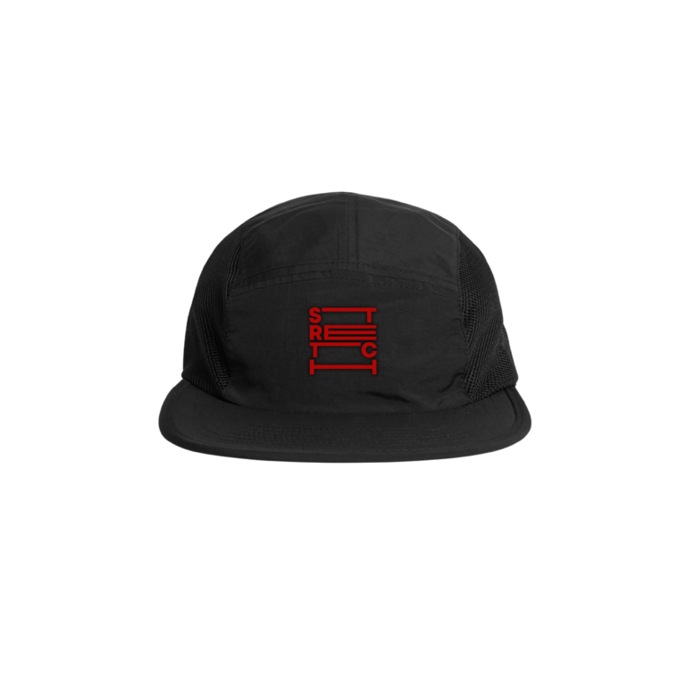 STRETCH MUSIC CAP (BLACK/RED LOGO)
