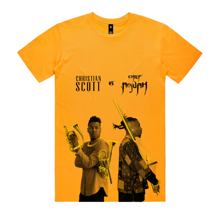 CHRISTIAN SCOTT VS CHIEF ADJUAH TEE (GOLD) - front